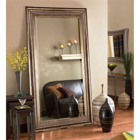 Mirror home - Storied Home. 27.5 in. W x 49.25 in. H Wood Antique White Decorative Mirror with Embossed Metal Flowers and Birds 